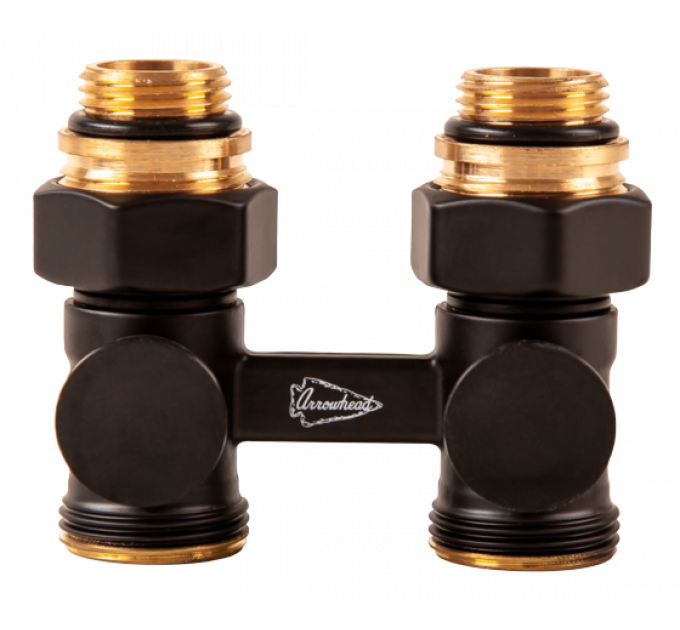 Узел подключения радиатора H-образный серии Arrowhead black прямой, черный, 3/4 х 1/2