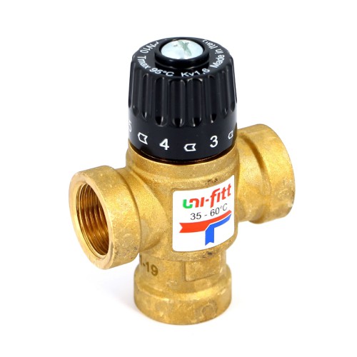 Клапан В термосмесительный Uni-Fitt 3/4" 35-60˚С смешение боковое латунный