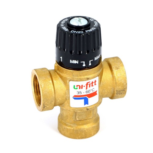 Клапан В термосмесительный Uni-Fitt 3/4" 35-60˚С смешение боковое латунный