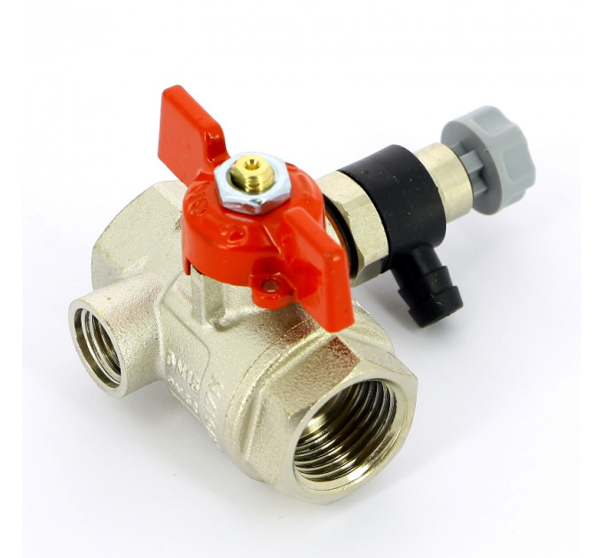 Кран шаровой ВВ с дренажным вентилем UNI-FITT 1/2" заглушка 1/4" бабочка