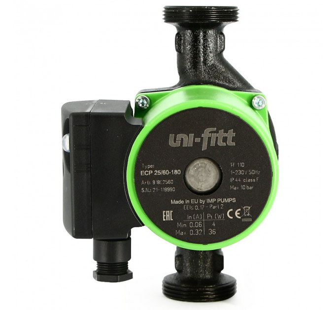 Насос циркуляционный энергоэффективный Uni-Fitt ECP 25/80 180 с гайками