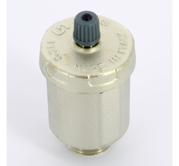 Воздухоотводчик автоматический Н 1/2" UNI-FITT с нижним подключением с O-RING и верхним выпуском никелированный