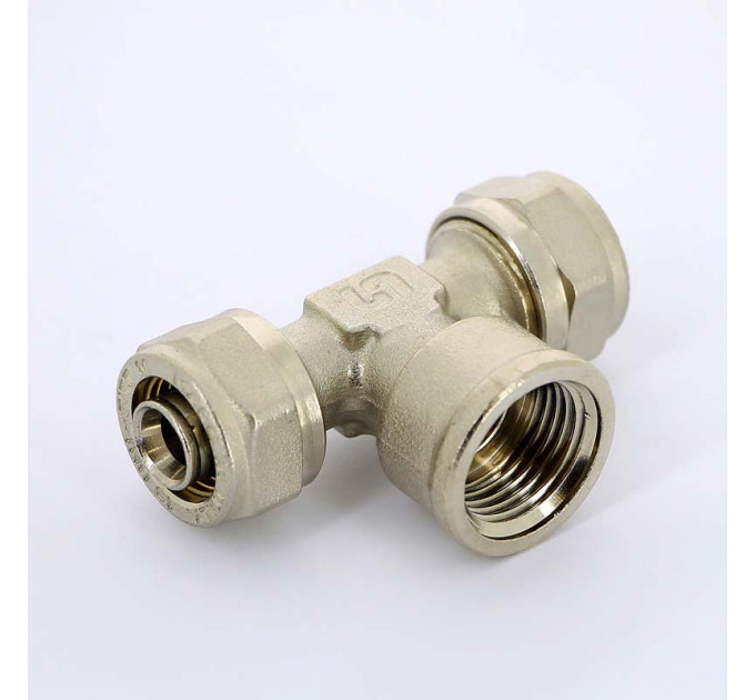 Тройник обжим-В никелированный UNI-FITT 16х1/2"х16