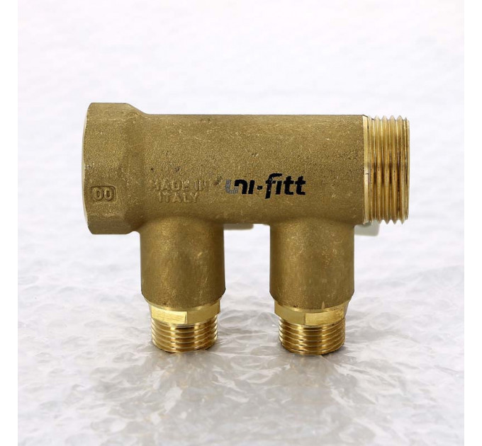 Коллектор НВ 1" с кранами UNI-FITT 2 выхода 1/2"Н 40мм