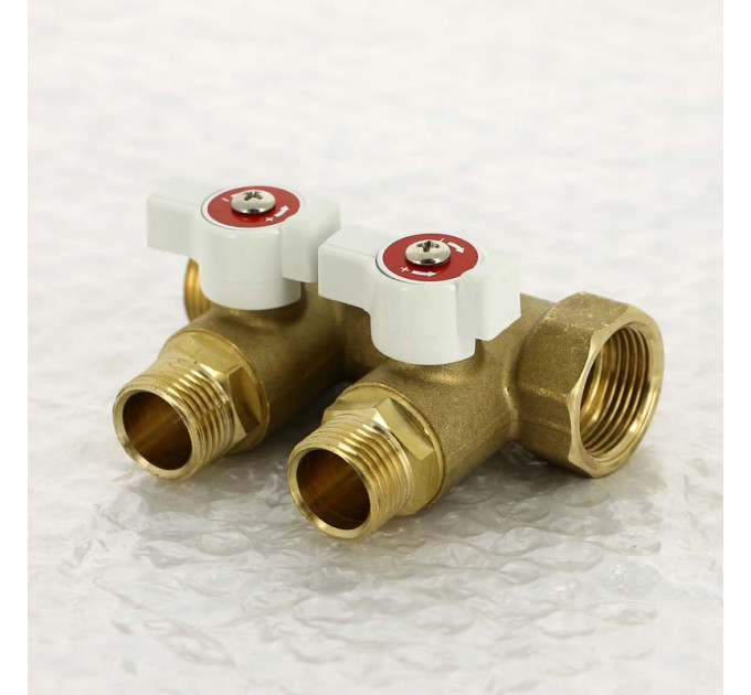 Коллектор НВ 3/4" с кранами UNI-FITT 2 выхода 1/2"Н 40мм