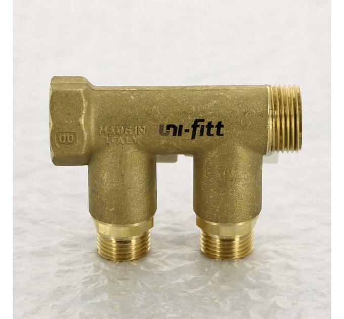 Коллектор НВ 3/4" с кранами UNI-FITT 2 выхода 1/2"Н 40мм