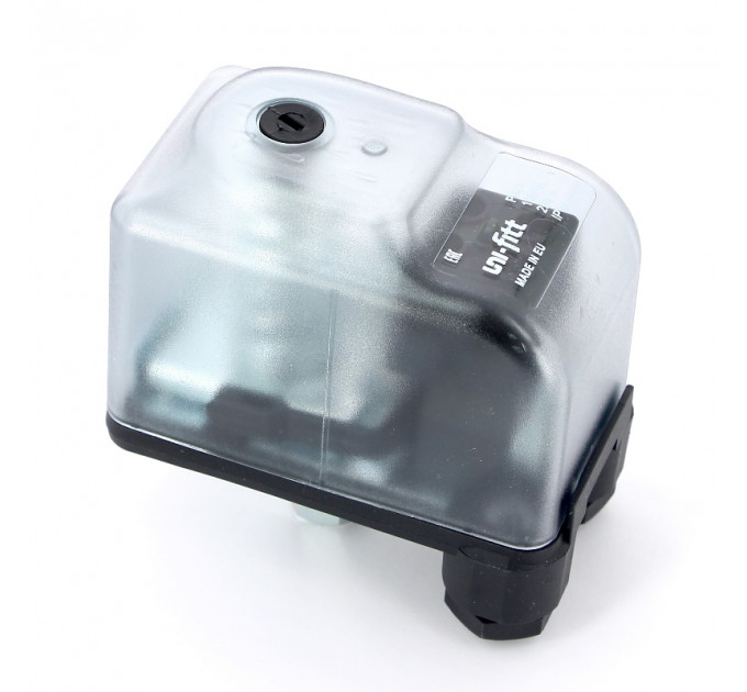 Реле давления UNI-FITT PM 5 с накидной гайкой 1/4", 1-5 бар, в прозрачном корпусе с градуированной шкалой