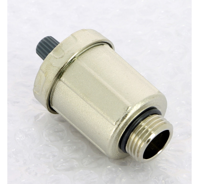 Воздухоотводчик автоматический Н 1/2" UNI-FITT с нижним подключением с O-RING и верхним выпуском никелированный