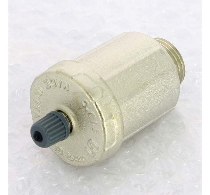 Воздухоотводчик автоматический Н 1/2" UNI-FITT с нижним подключением с O-RING и верхним выпуском никелированный