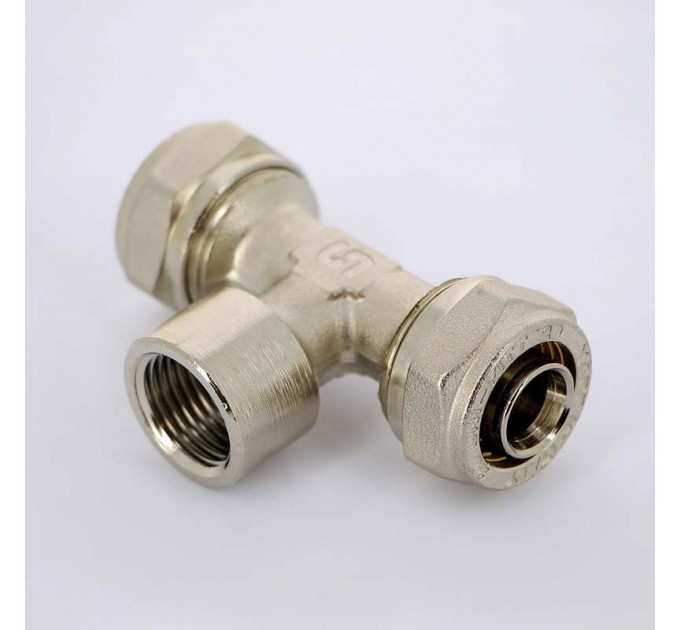 Тройник обжим-В никелированный UNI-FITT 20х3/4"х20