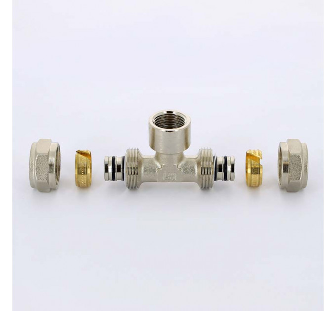 Тройник обжим-В никелированный UNI-FITT 20х3/4"х20