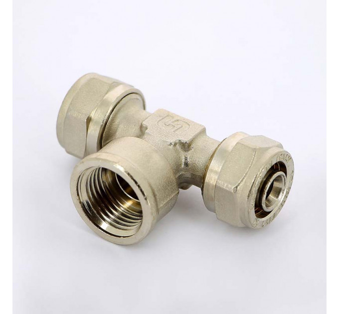 Тройник обжим-В никелированный UNI-FITT 16х1/2"х16