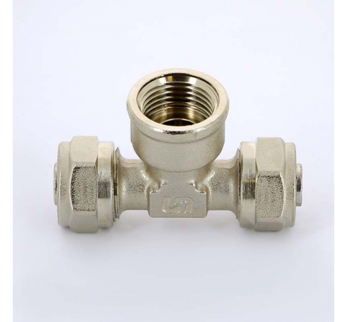 Тройник обжим-В никелированный UNI-FITT 16х1/2"х16