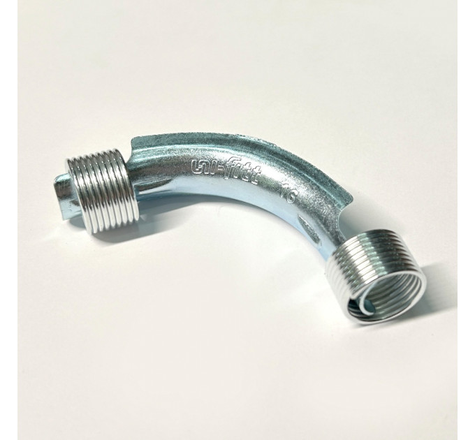 Фиксатор поворота трубы 16, 90' с кольцами (оцинкованная сталь)