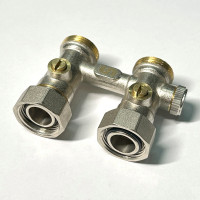 Узел прямой НВ 3/4"EK х 3/4"EK радиаторный со встроенными кранами и байпасом