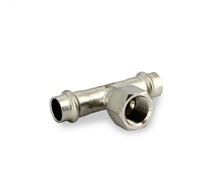Тройник пресс-В 15 х 1/2" х 15, нержавеющая сталь