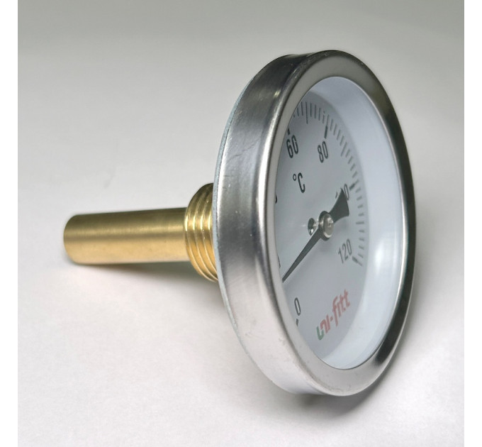 Термометр погружной аксиальный 120 C, диаметр 63 мм, гильза 50 мм, 1/2"H