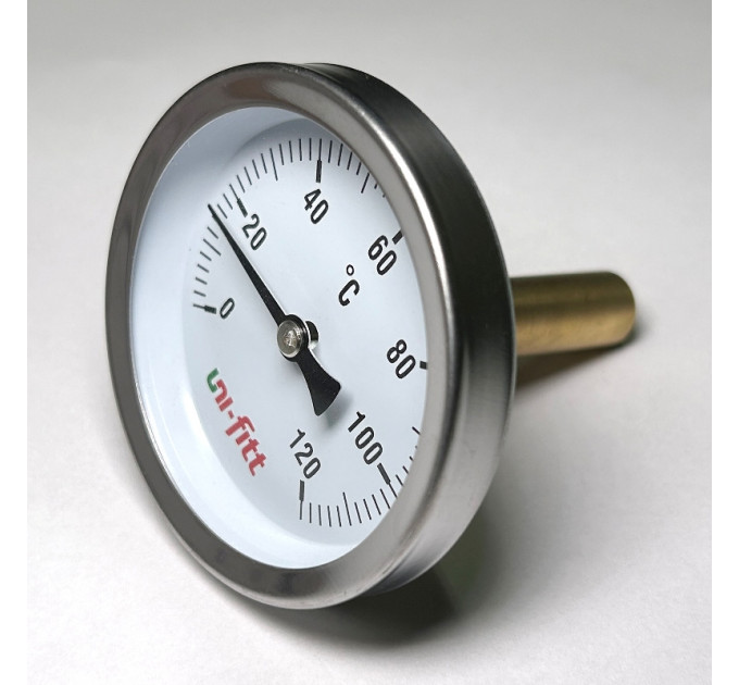 Термометр погружной аксиальный 120 C, диаметр 63 мм, гильза 50 мм, 1/2"H