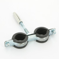 Хомут для труб Walraven 3/4" (25-29) двойной с резиновым уплотнителем, шпилька+дюбель Cobra, BIS