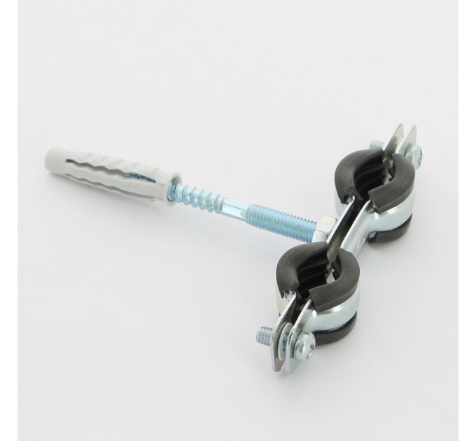 Хомут для труб Walraven Cobra 3/8" (15-18 мм) двойной с уплотн. epdm, шпилька+дюбель