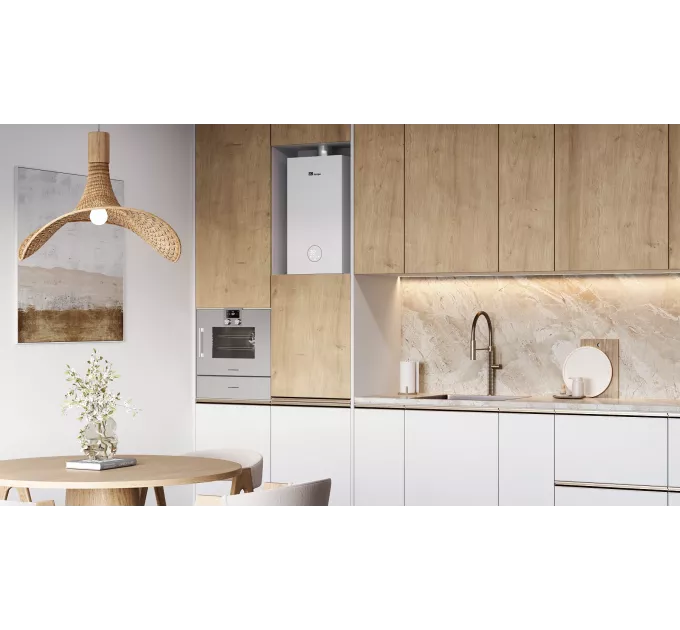 Газовый настенный котел E8 tempo GHD32V белая стеклянная панель