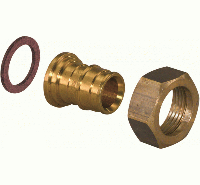 Uponor Q&E штуцер латунный с накидной гайкой 16-Rp1/2“ВР