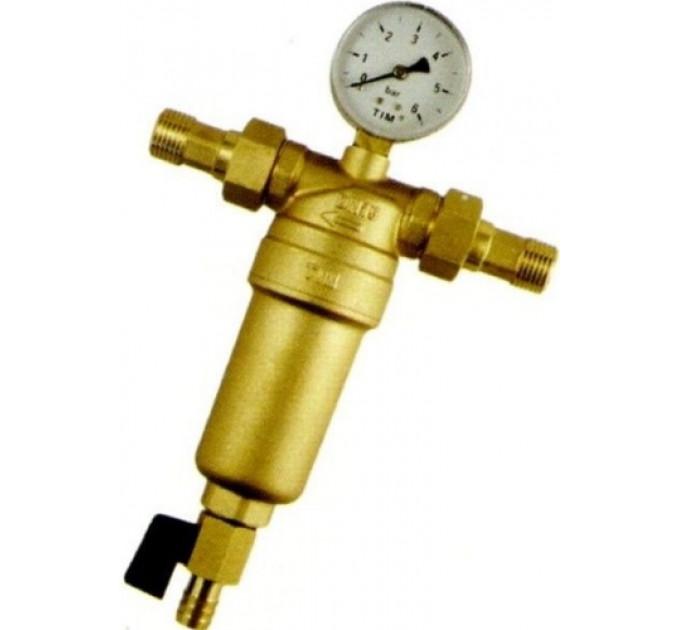 Tim Фильтр с манометром металлический корпус 1/2" TIM JH-1001Y2
