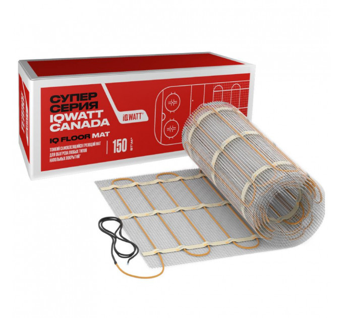 Тонкий самоклеящийся греющий мат IQ FLOOR MAT 150 Вт/м.кв - 12м²