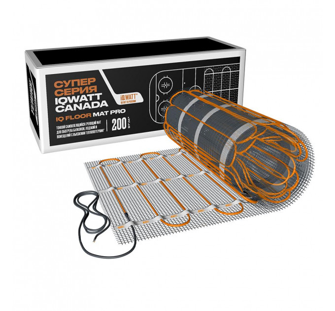 Тонкий самоклеящийся греющий мат IQ FLOOR MAT PRO 200 Вт/м.кв. - 8,0 м²