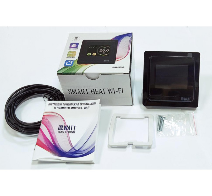 Программируемый терморегулятор с цветным сенсорным TFT дисплеем SMART HEAT Wi-Fi BLACK и голосовым управлением Алиса