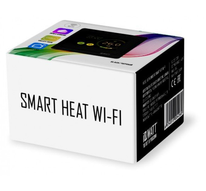 Программируемый терморегулятор с цветным сенсорным TFT дисплеем SMART HEAT Wi-Fi BLACK и голосовым управлением Алиса