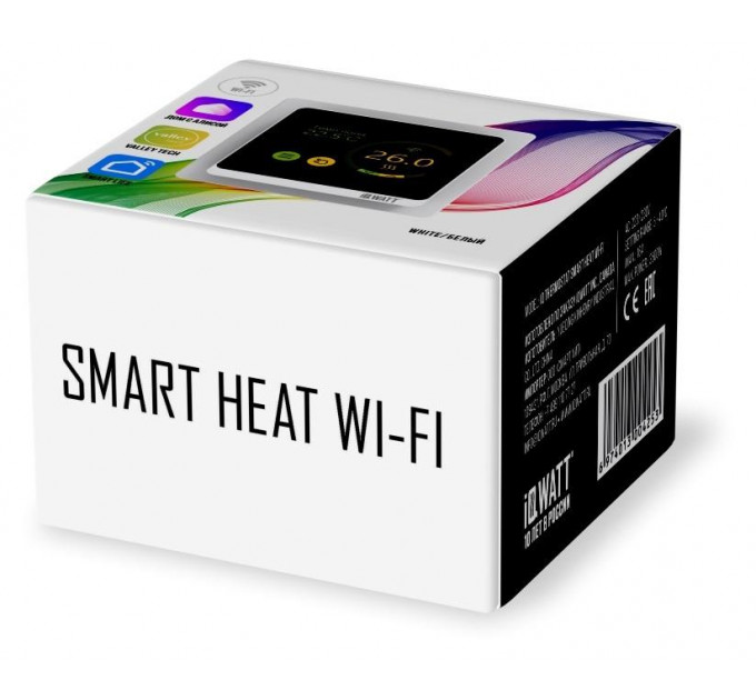 Программируемый терморегулятор с цветным сенсорным TFT дисплеем SMART HEAT Wi-Fi WHITE и голосовым управлением Алиса
