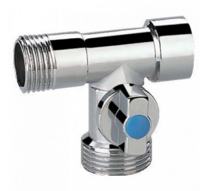 Кран сквозной для стиральной машины 1/2"х 3/4"х1/2" наружная-наружная-внутренняя резьба KR0103 Koer