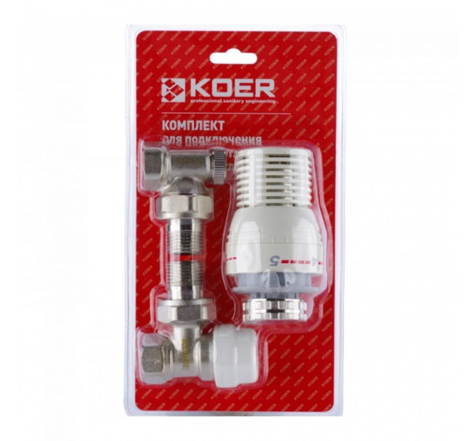 Комплект радиаторных клапанов 1/2" угловой верх, низ, головка KR5167 Koer