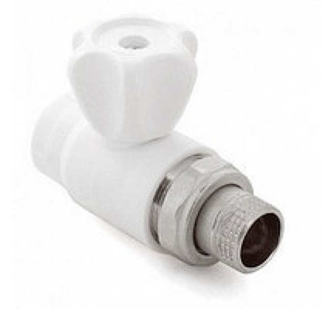 Кран радиаторный 25*3/4" с накидной гайкой прямой латунный шар белый RTP