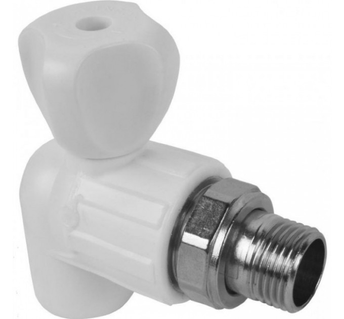 Кран радиаторный 25*3/4" с накидной гайкой угловой латунный шар белый RTP