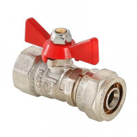 Кран шаровой под обжим 16* 1/2" внутренняя резьба, бабочка VT.342.N.1604 Valtec