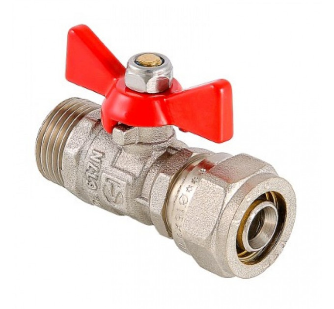 Кран шаровой под обжим 16* 1/2" наружная резьба, бабочка VT.341.N.1604 Valtec