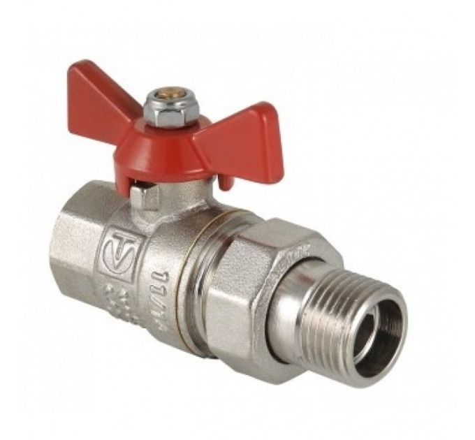 Кран шаровой с американкой 1/2" внутренняя-наружная резьба, бабочка VT.227.N.04 Valtec