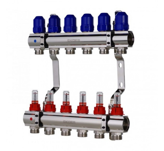Коллекторный блок с расходомерами 1"х9х3/4" KR5131 Koer