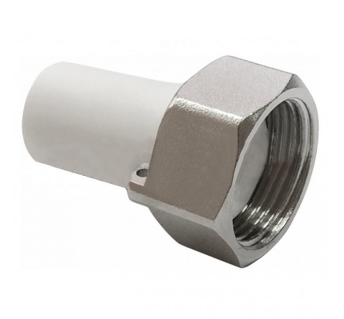 Штуцер 20*3/4" с накидной гайкой под пломбу белый Valfex