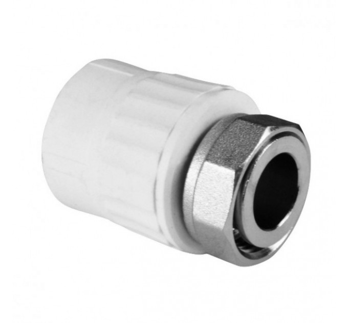 Муфта 25*3/4" с накидной гайкой белая Valfex