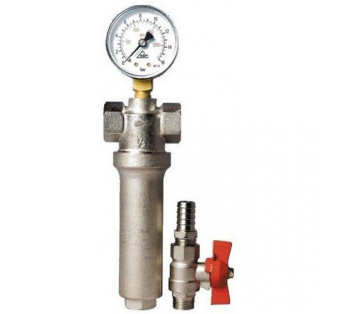 Фильтр для воды с краном и манометром 1/2" Valtec