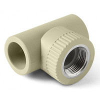 Тройник 25*1/2"*25 с муфтой в серый RTP