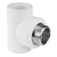 Тройник 25*3/4" с муфтой н белый Valfex