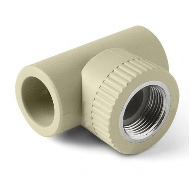 Тройник 25*3/4"*25 с муфтой в серый PP-R Россия