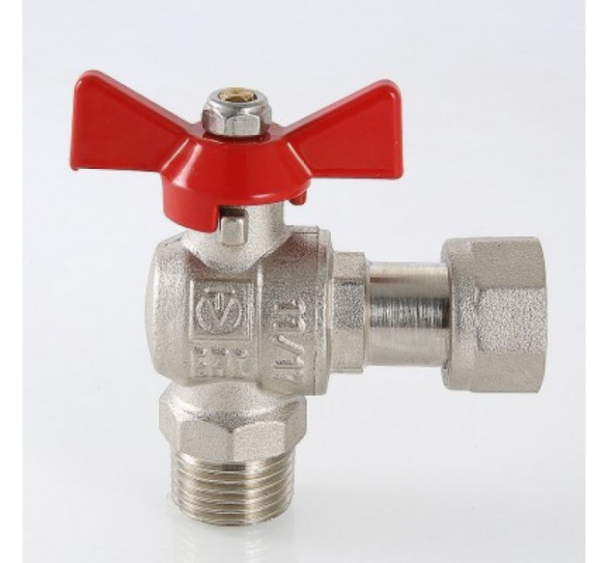 Кран шаровой 1/2" * 3/4" угловой с накидной гайкой наружная-внутренняя резьба VT.267.N.0405 Valtec