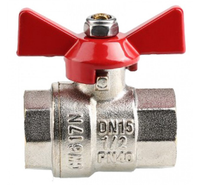 Кран шаровой 1/2" внутренняя-внутренняя резьба, бабочка VT.217.N.04 Valtec