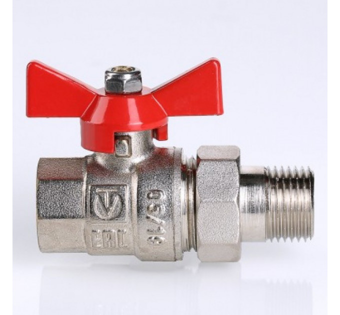Кран шаровой с американкой 1/2" внутренняя-наружная резьба, бабочка VT.227.N.04 Valtec