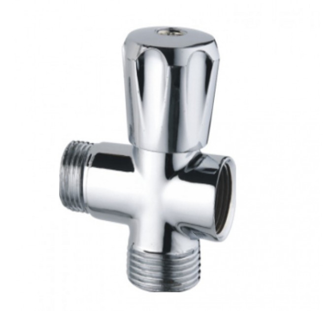 Кран проходной для стиральной машины 1/2" - 3/4" - 1/2, хром вентильный BL5838 TIM